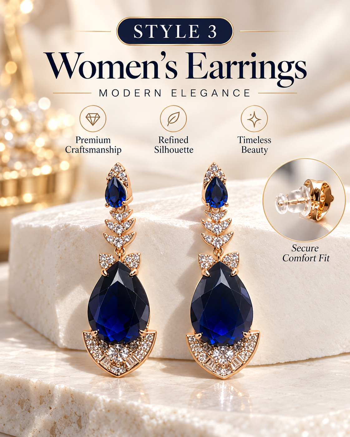 Style 3 – Sapphire Blue Inspired Crystal Statement Earrings