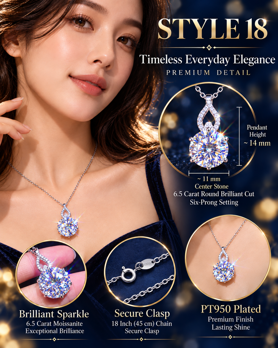 š Elegant Sparkling Round Pendant Necklace ā Style 18