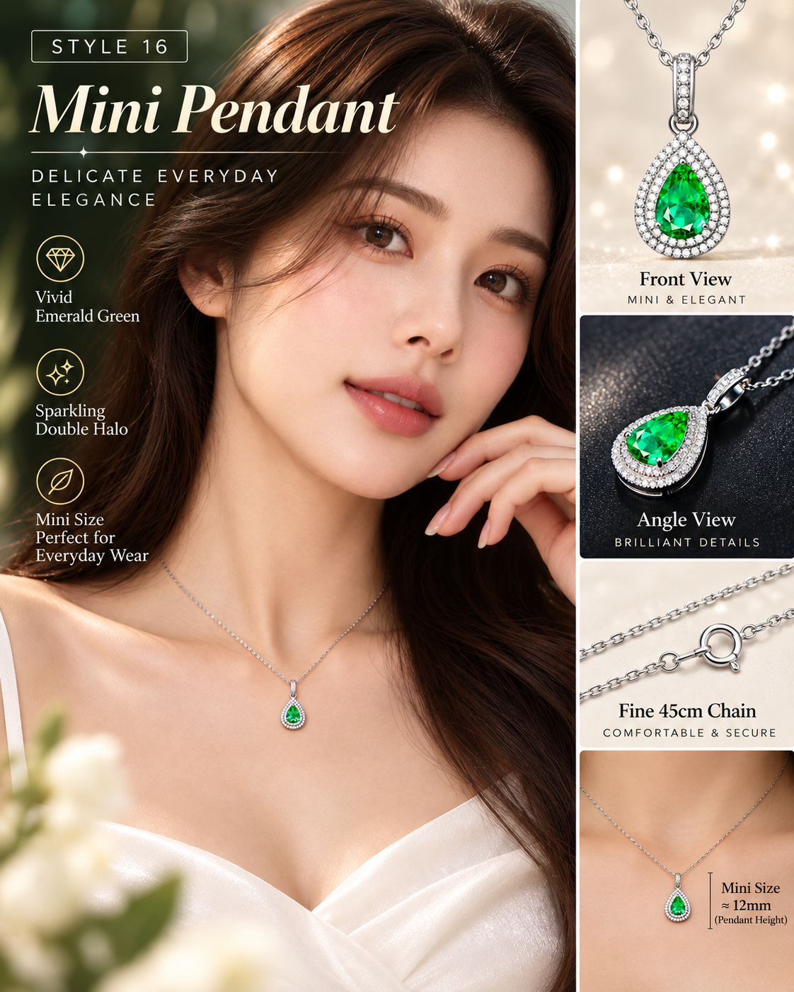 š Elegant Emerald Green Teardrop Pendant Necklace ā Style 16