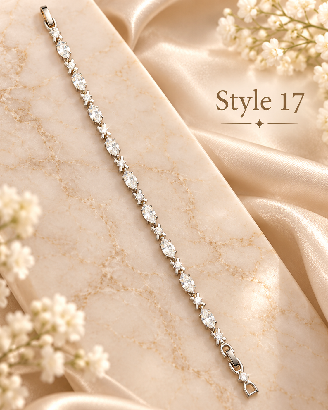⨠Style 17 ā Women's Elegant Gold-Tone Marquise Crystal Bracelet š Sparkling X-Link Rhinestone Tennis Bracelet š Luxury Fashion Jewelry š Perfect Gift for Her