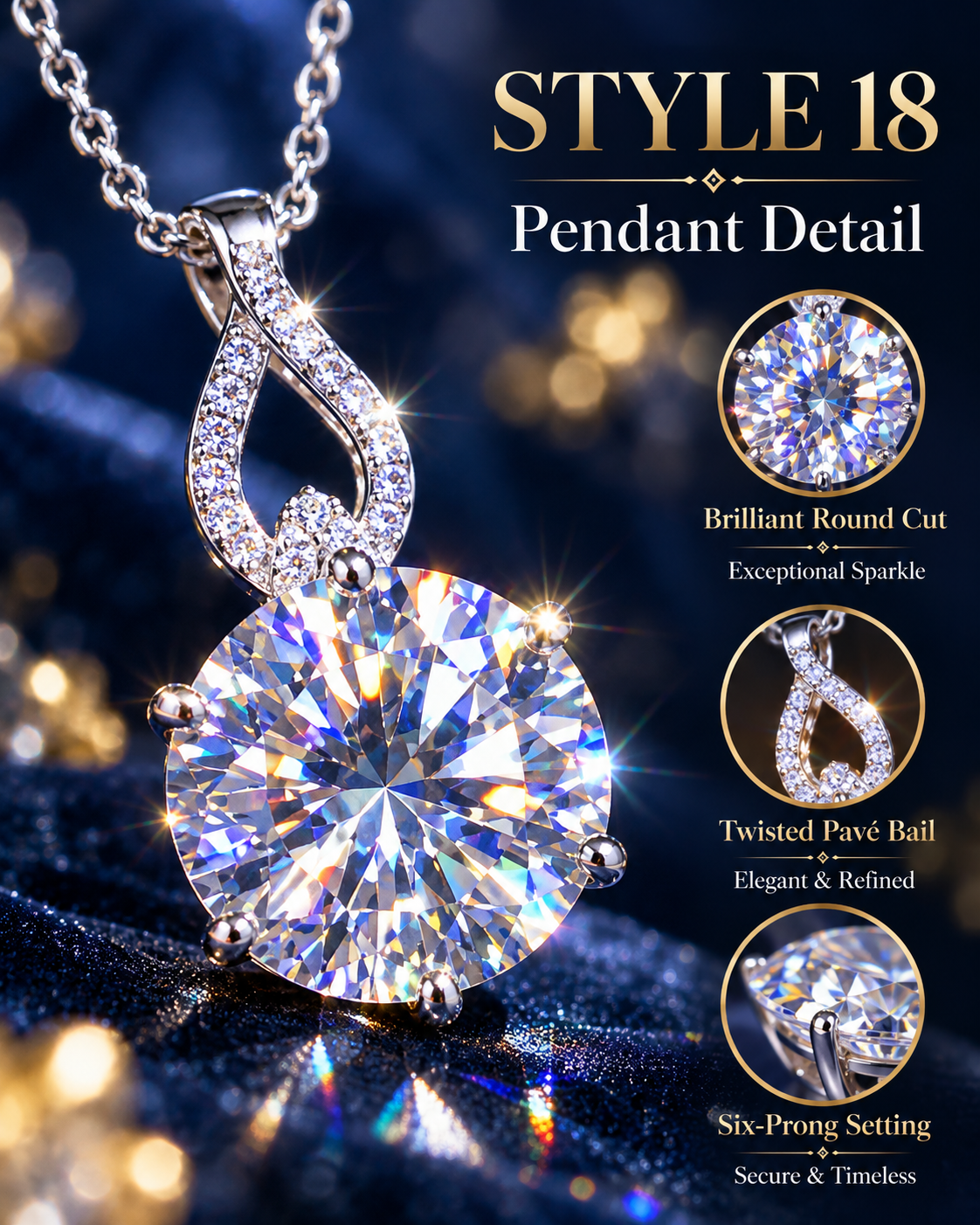 š Elegant Sparkling Round Pendant Necklace ā Style 18