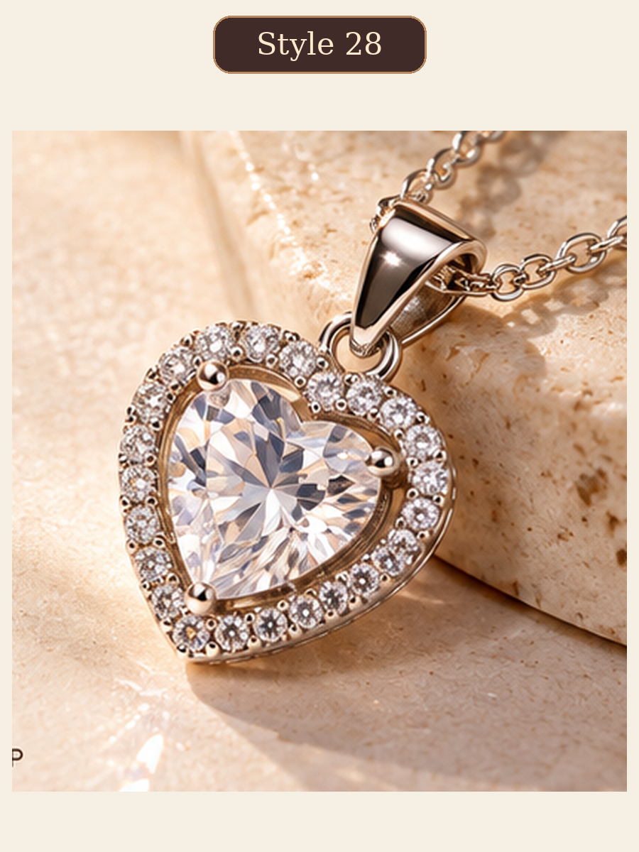 Style 28 – Elegant Silver Tone Heart Pendant Necklace