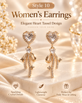 Style 10 – Elegant Gold Tone Heart Tassel Drop Earrings