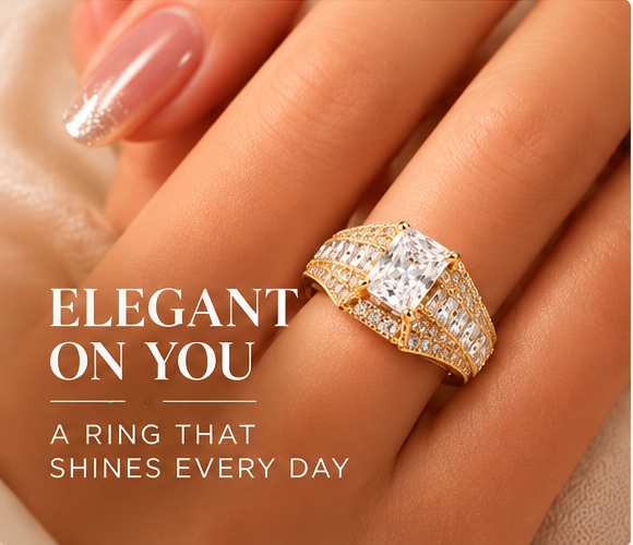 ✨ Style 16 – Women's Elegant Gold-Tone Rectangular Crystal Ring 💍 Sparkling Emerald-Cut Center Stone 💎 Channel-Set Baguette & Pavé Rhinestone Wide Band Statement Ring 💖 Luxury Fashion Jewelry 🎁 Perfect Gift for Her