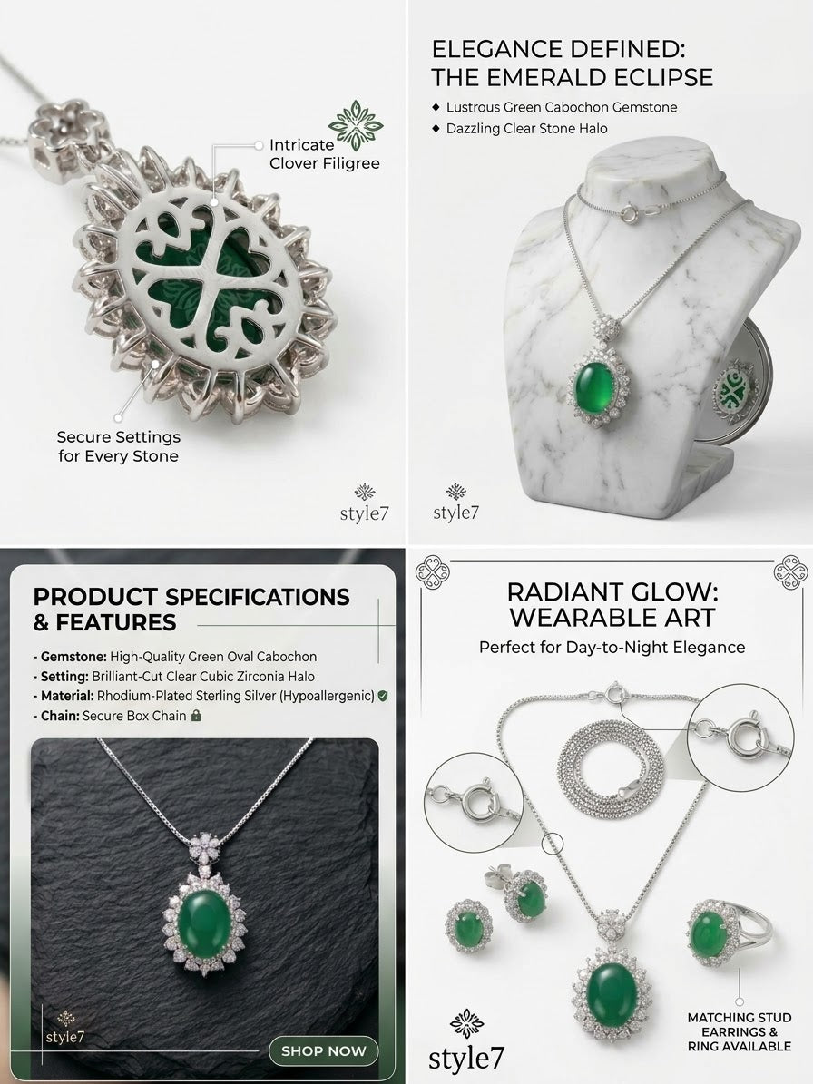Elegant Emerald Green Pendant Necklace – Style 7