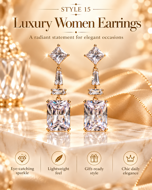Style 15 – Elegant Gold Tone Geometric Drop Earrings