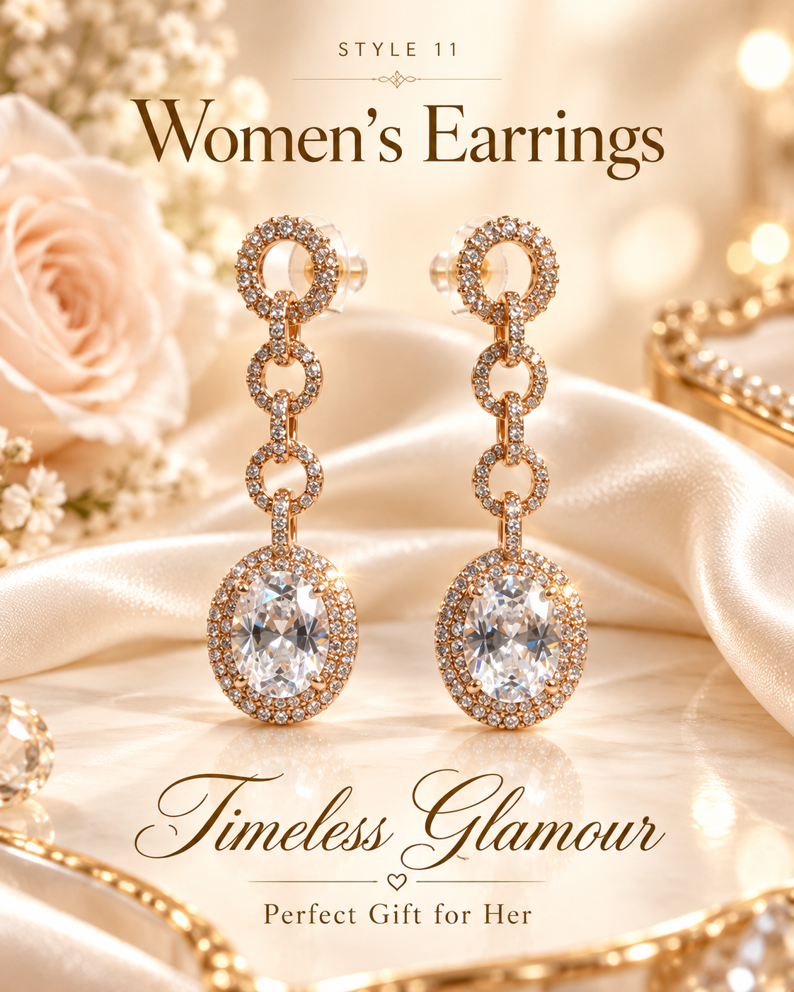 Style 11 – Elegant Gold Tone Oval Drop Earrings