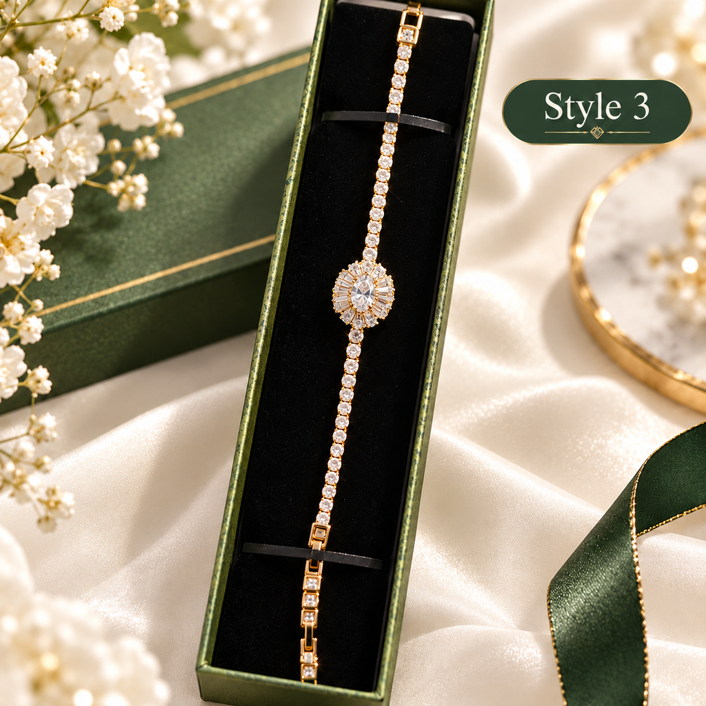 Sparkling Cubic Zirconia Sunburst Bracelet