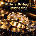 Men's Gold Tone Geometric Crystal Ring