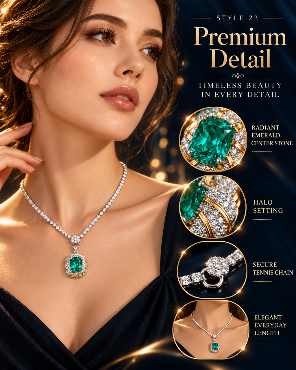 💚 Elegant Emerald Green Statement Pendant Necklace – Style 22