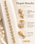 Style 7 – Elegant Gold Tone Flower & Geometric Link Bracelet