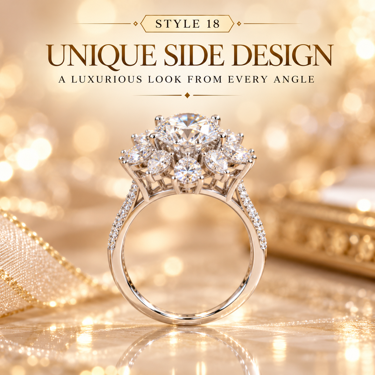 ✨ Style 18 – Women's Elegant Silver-Tone Floral Crystal Ring 💍 Sparkling Round Center Stone Flower Cluster Ring 💎 Petal Design Pavé Rhinestone Band 💖 Luxury Statement Fashion Jewelry 🎁 Perfect Gift for Her