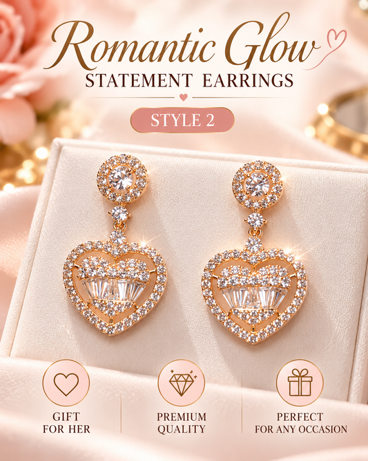 Style 2 – Elegant Rose Gold Heart Drop Earrings