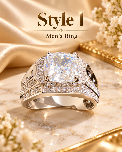 Men's Bold Cushion-Cut Pavé Statement Ring (Sizes 10–11)