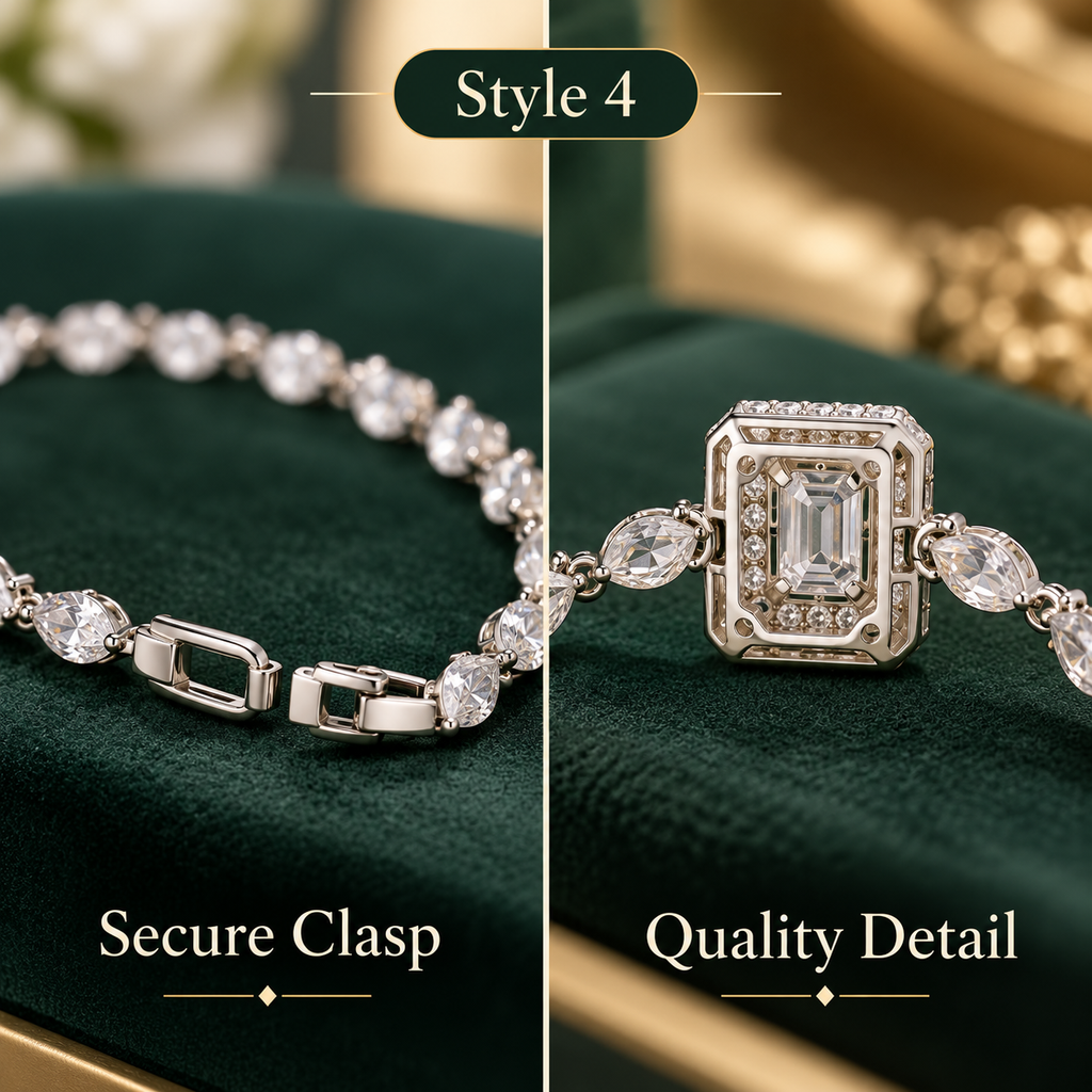 Style 4 – Elegant Silver Tone Geometric Crystal-Inspired Bracelet