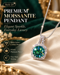 💚 Elegant Blue Green Cushion Halo Pendant Necklace – Style 24