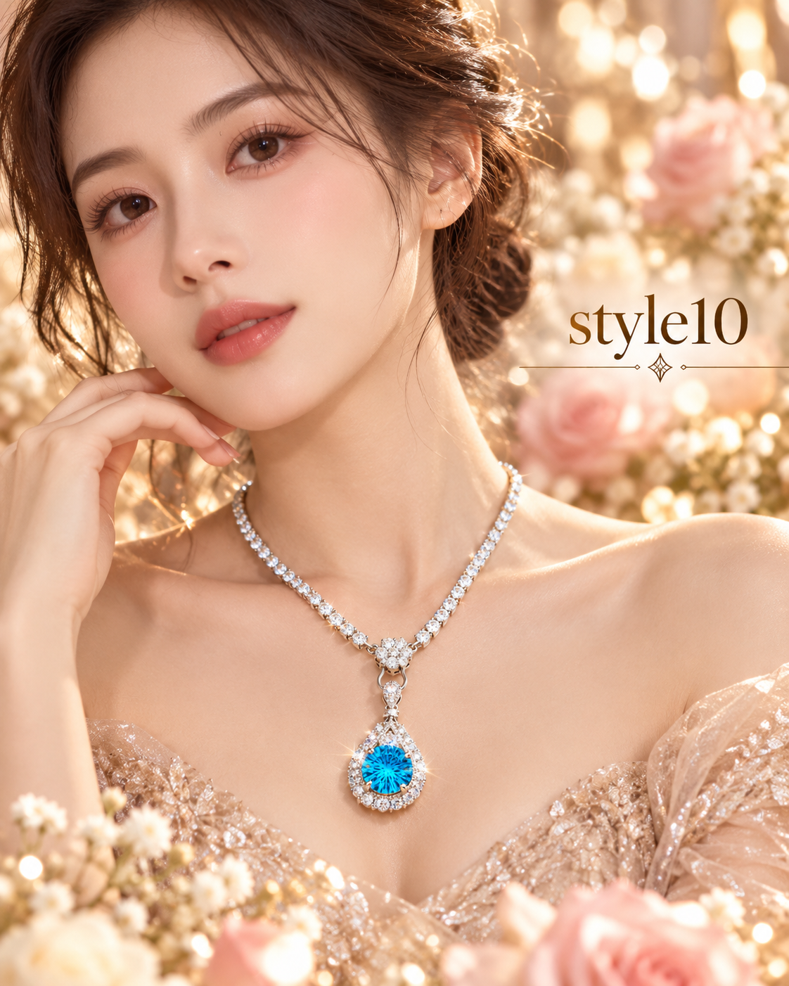 💙 Elegant Ocean Blue Teardrop Pendant Necklace – Style 10