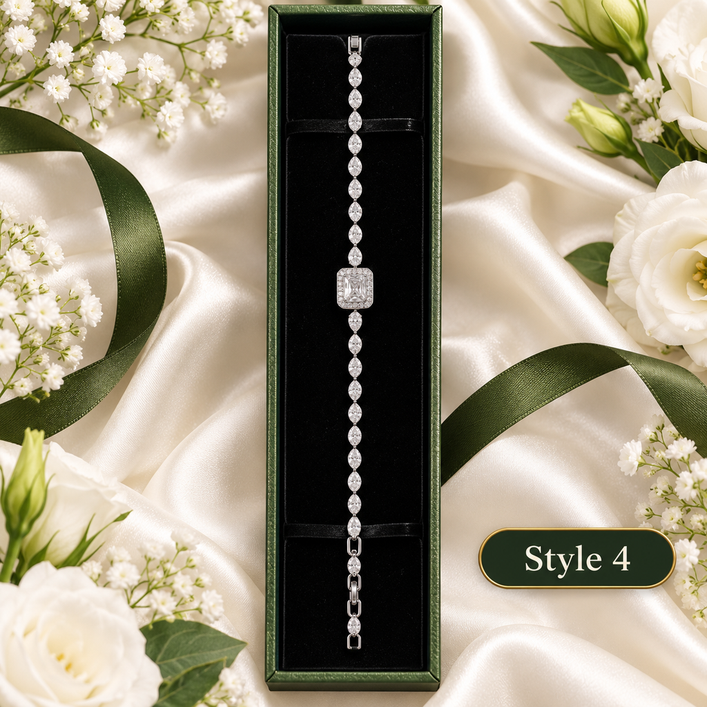 Style 4 – Elegant Silver Tone Geometric Crystal-Inspired Bracelet