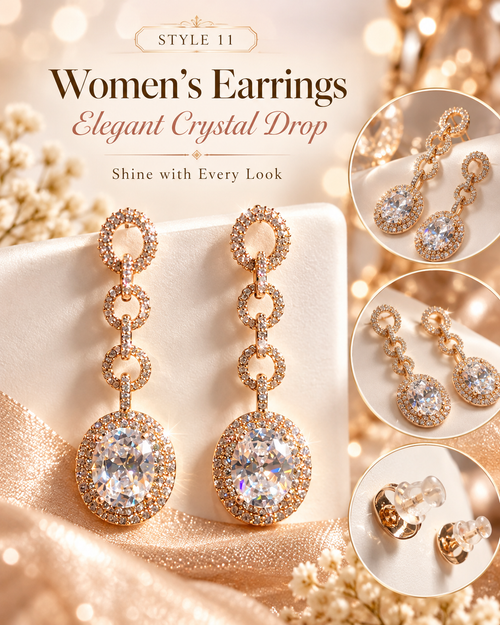 Style 11 – Elegant Gold Tone Oval Drop Earrings