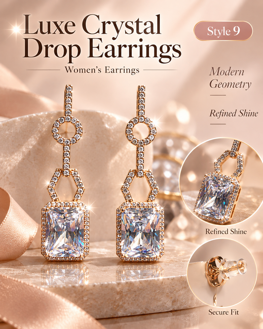 Style 9 – Elegant Geometric Crystal-Inspired Drop Earrings