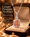 Style 27 – Elegant Champagne Orange Halo Pendant Necklace