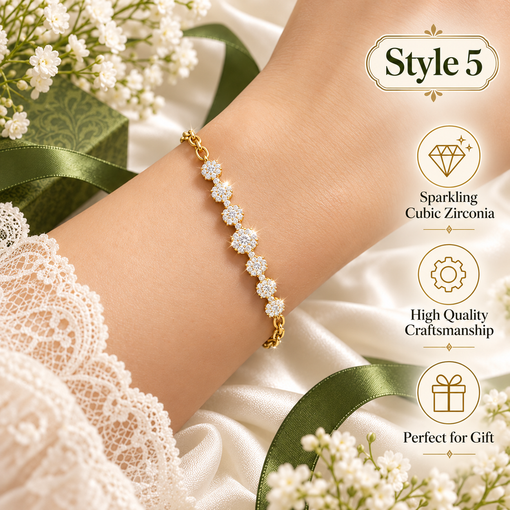 Style 5 – Elegant Gold Tone Floral Cluster Bracelet