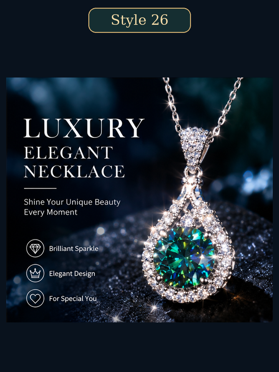 Style 26 – Elegant Green Blue Teardrop Pendant Necklace