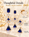Style 1 Elegant Royal Blue Geometric Drop Earrings  Sparkling Simulated Gemstones – Women's Fashion Jewelry