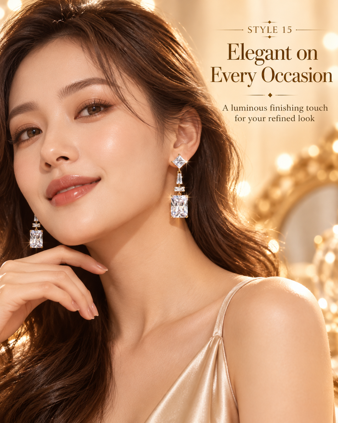 Style 15 – Elegant Gold Tone Geometric Drop Earrings