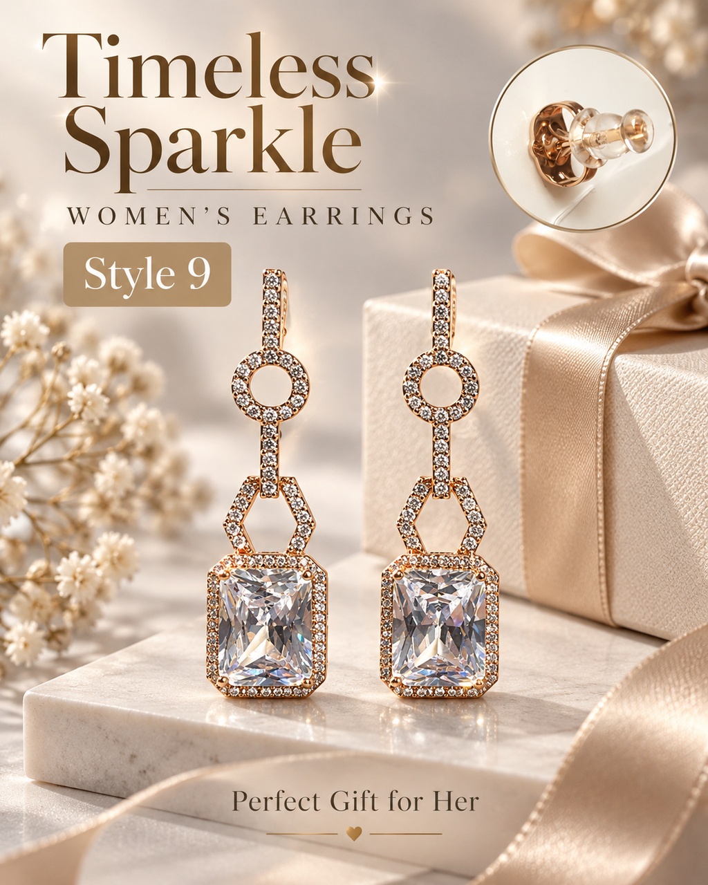 Style 9 – Elegant Geometric Crystal-Inspired Drop Earrings
