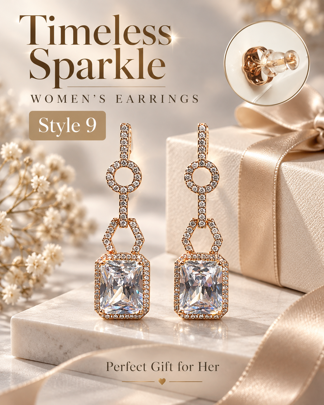 Style 9 – Elegant Geometric Crystal-Inspired Drop Earrings