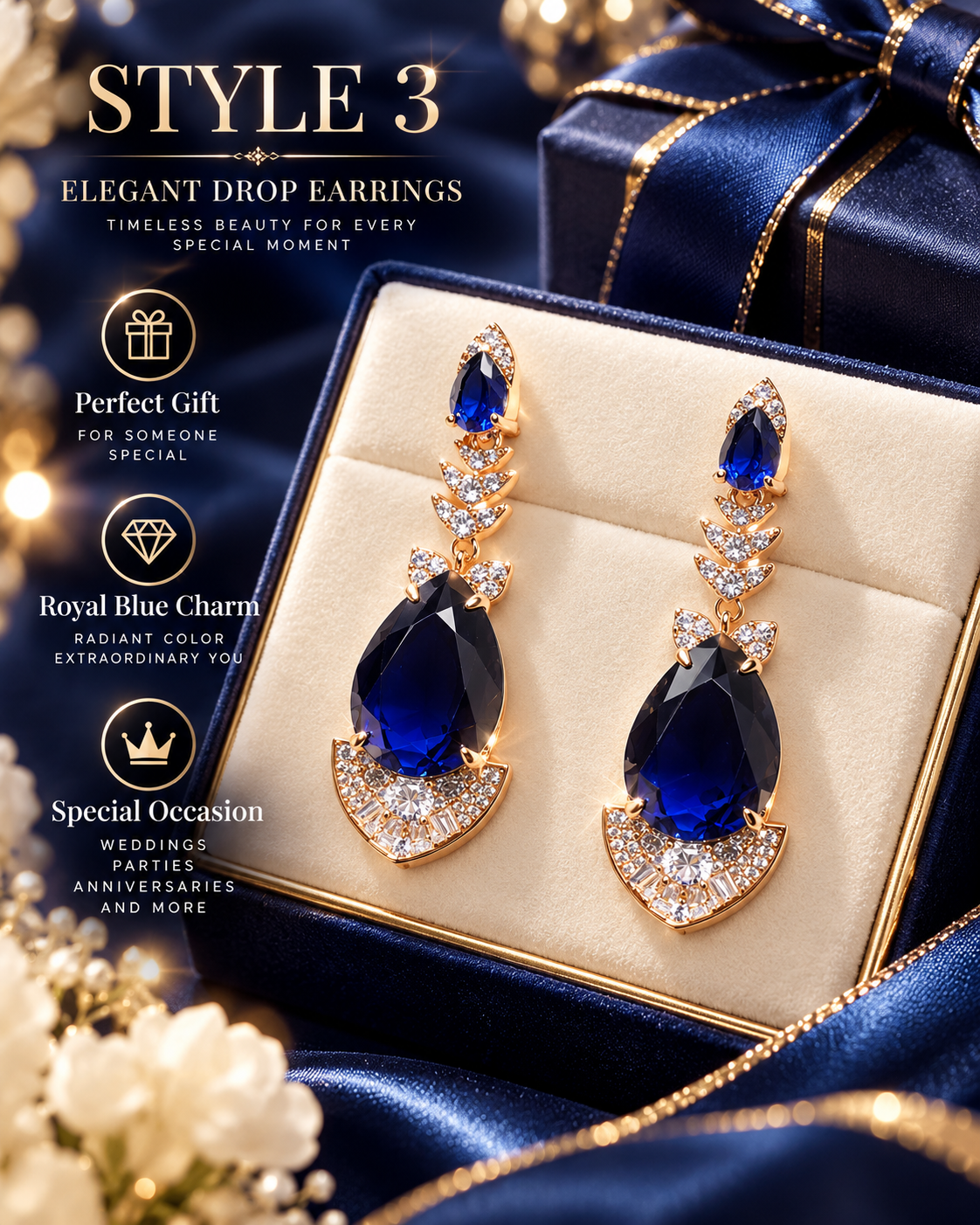 Style 3 – Sapphire Blue Inspired Crystal Statement Earrings