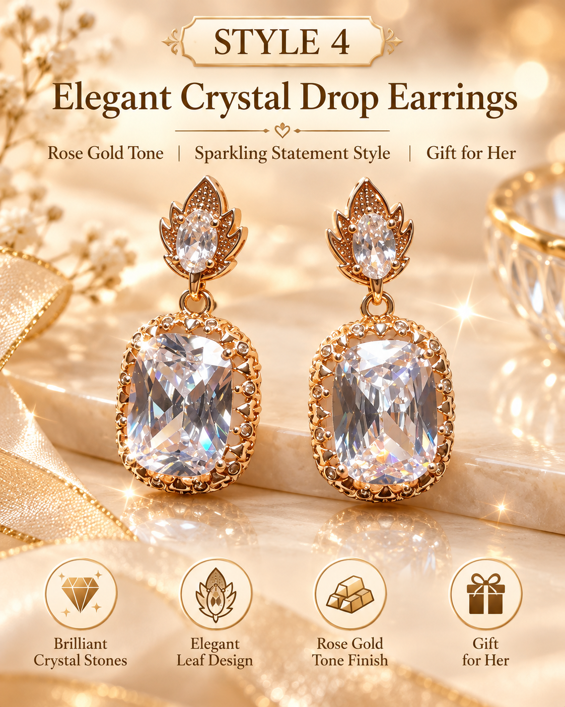 Style 4 – Elegant Crystal Statement Drop Earrings