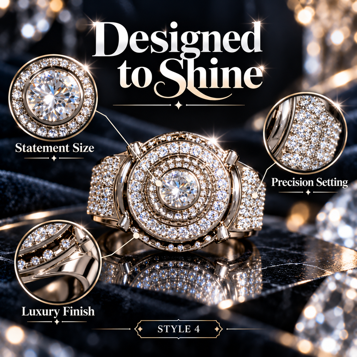 Elegant Sparkling Round Halo Ring