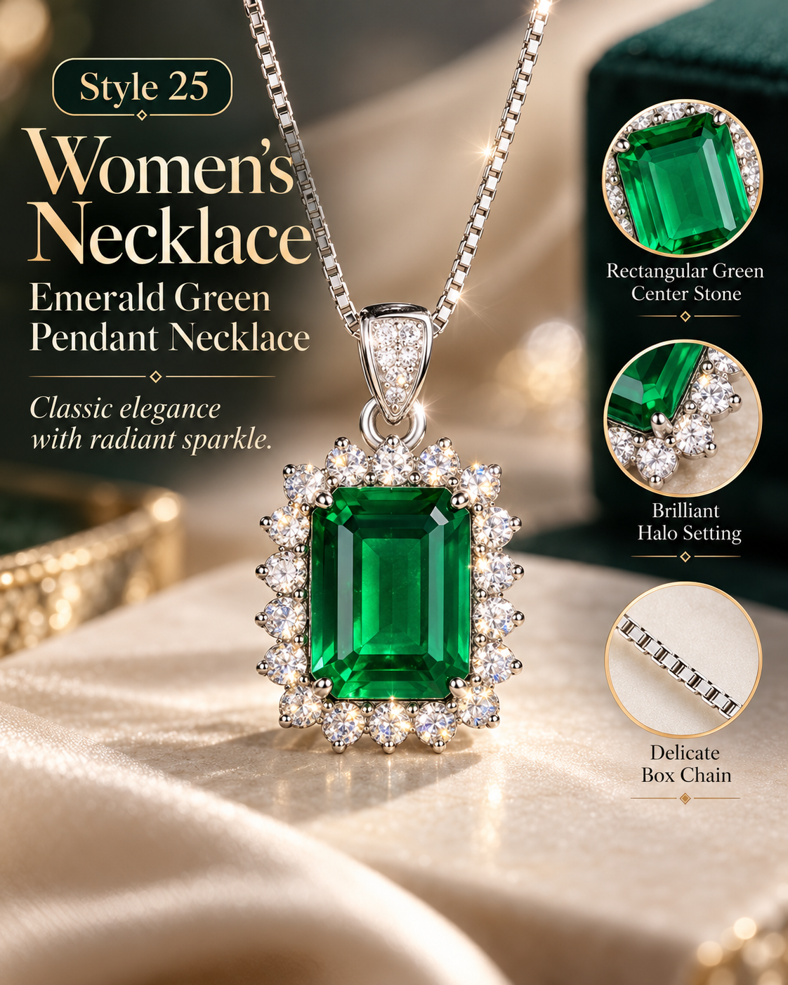 Style 25 – Elegant Emerald Green Inspired Pendant Necklace