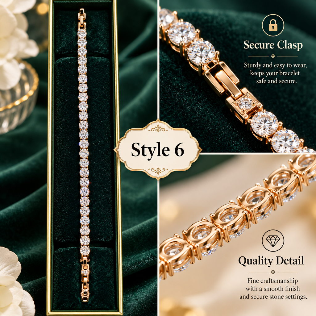 Style 6 – Elegant Gold Tone Sparkling Tennis Bracelet