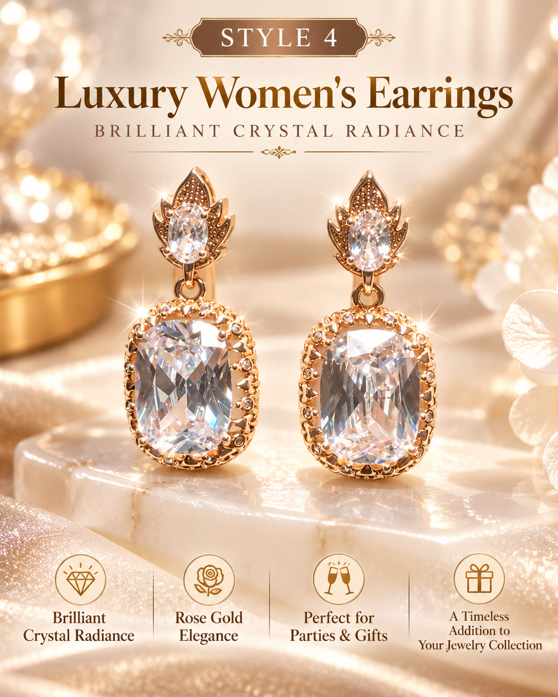 Style 4 – Elegant Crystal Statement Drop Earrings