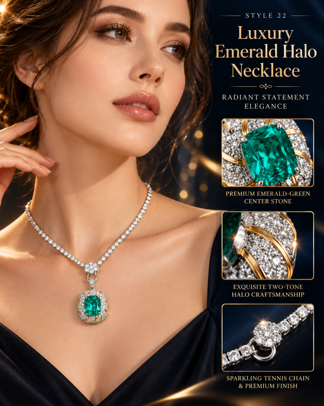 💚 Elegant Emerald Green Statement Pendant Necklace – Style 22