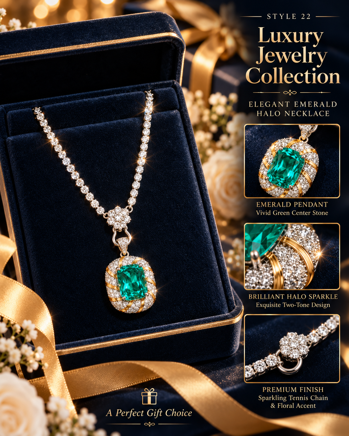 💚 Elegant Emerald Green Statement Pendant Necklace – Style 22