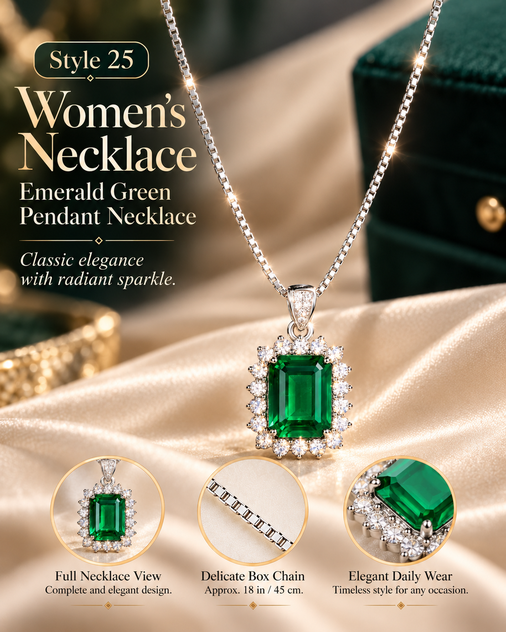 Style 25 – Elegant Emerald Green Inspired Pendant Necklace