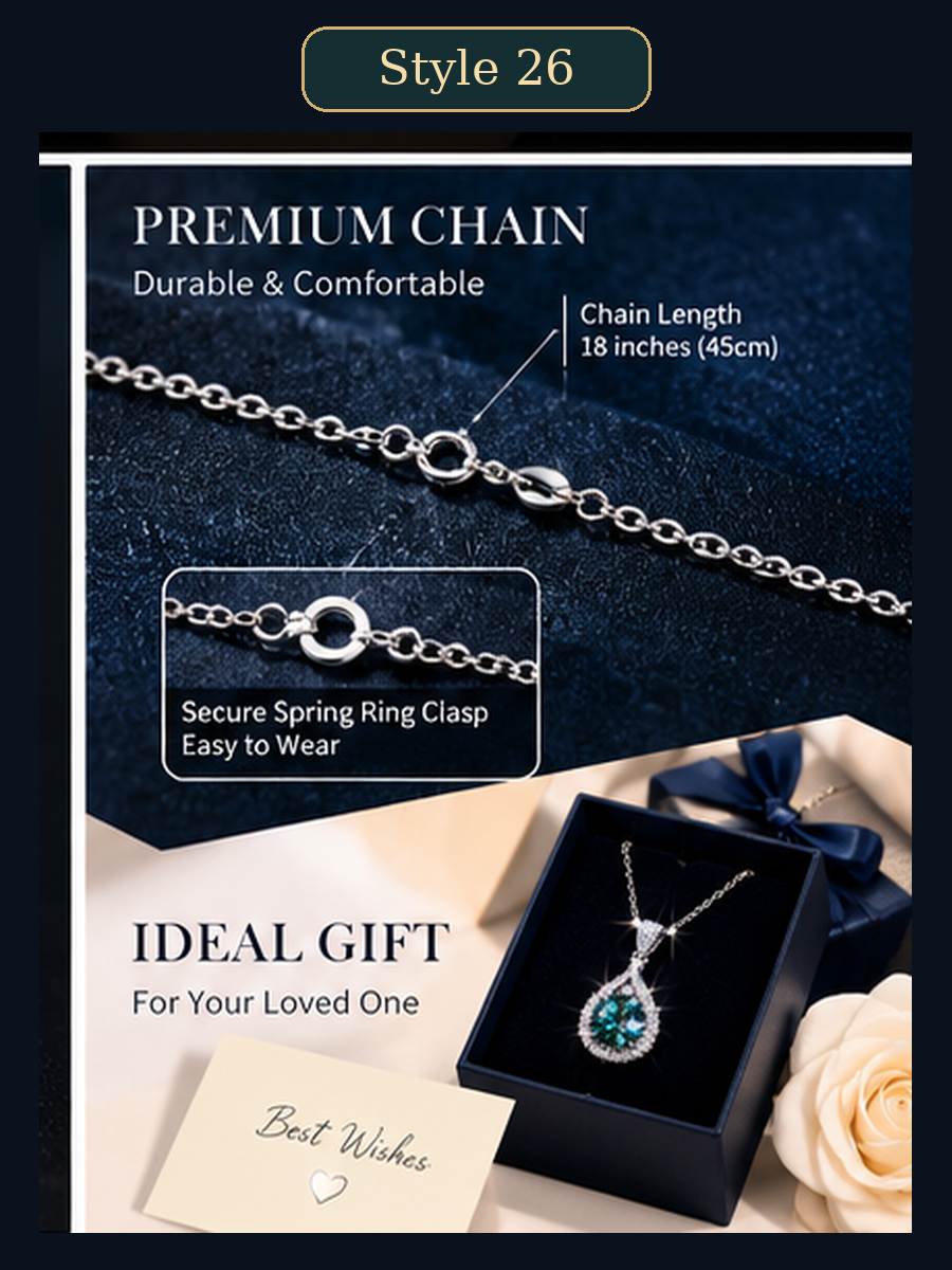 Style 26 – Elegant Green Blue Teardrop Pendant Necklace