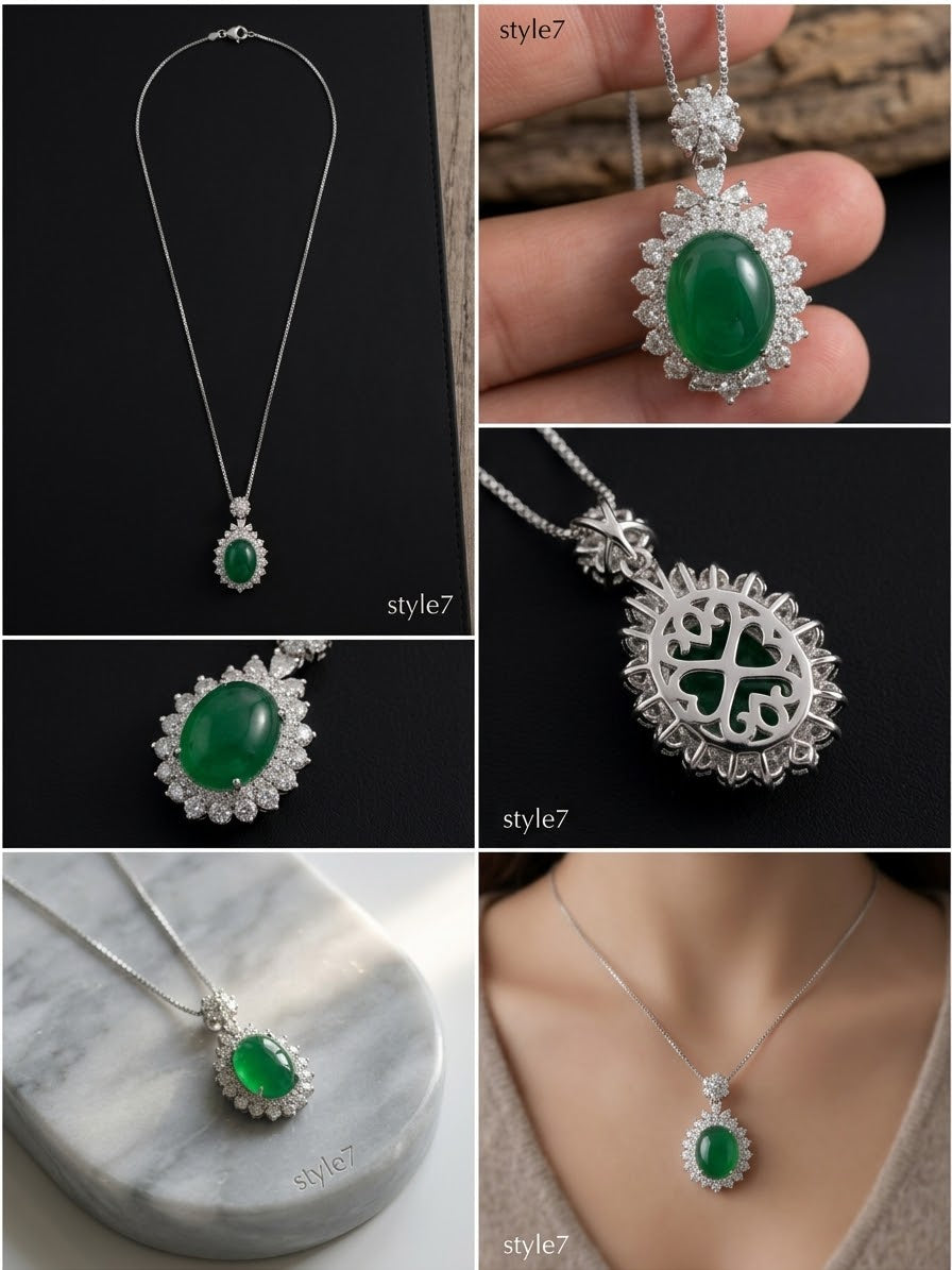 Elegant Emerald Green Pendant Necklace – Style 7