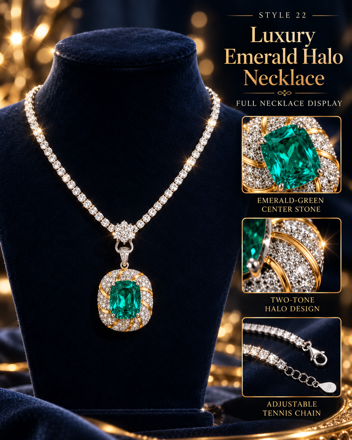 💚 Elegant Emerald Green Statement Pendant Necklace – Style 22