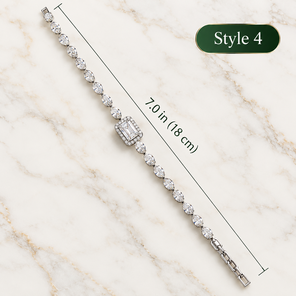 Style 4 – Elegant Silver Tone Geometric Crystal-Inspired Bracelet