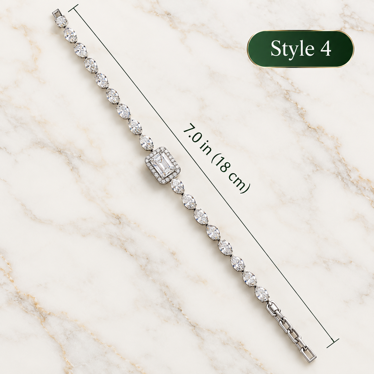 Style 4 – Elegant Silver Tone Geometric Crystal-Inspired Bracelet