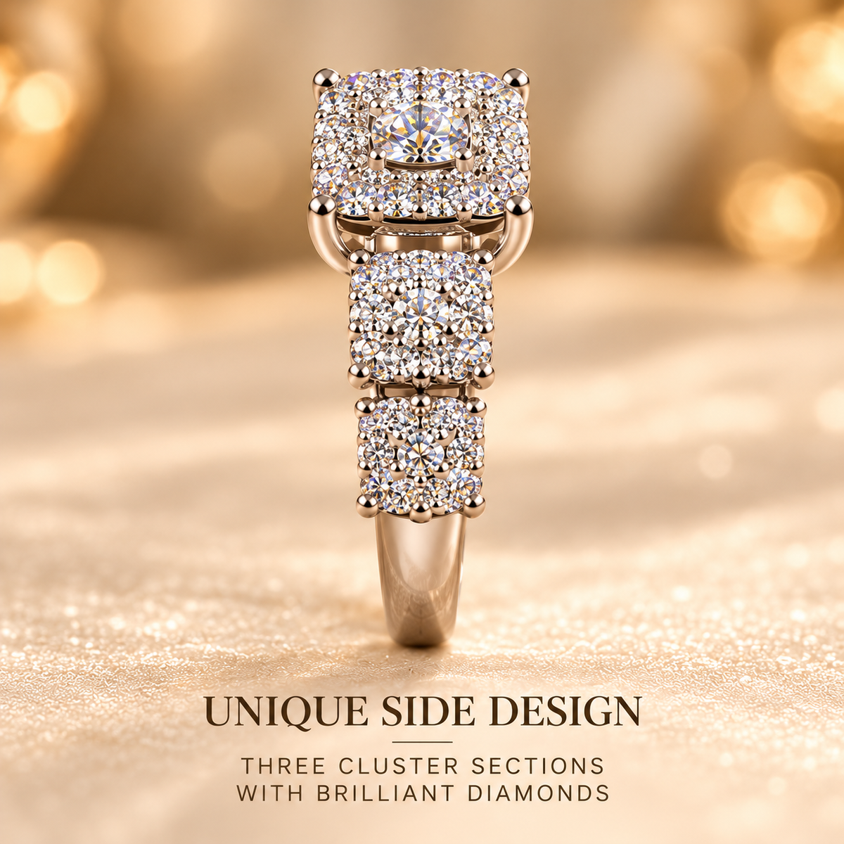 ✨ Style 14 – Women's Elegant Silver-Tone Square Crystal Cluster Ring 💍 Sparkling Multi-Stone Halo Statement Ring 💎 Triple Cluster Rhinestone Band 💖 Luxury Fashion Jewelry 🎁 Perfect Gift for Her