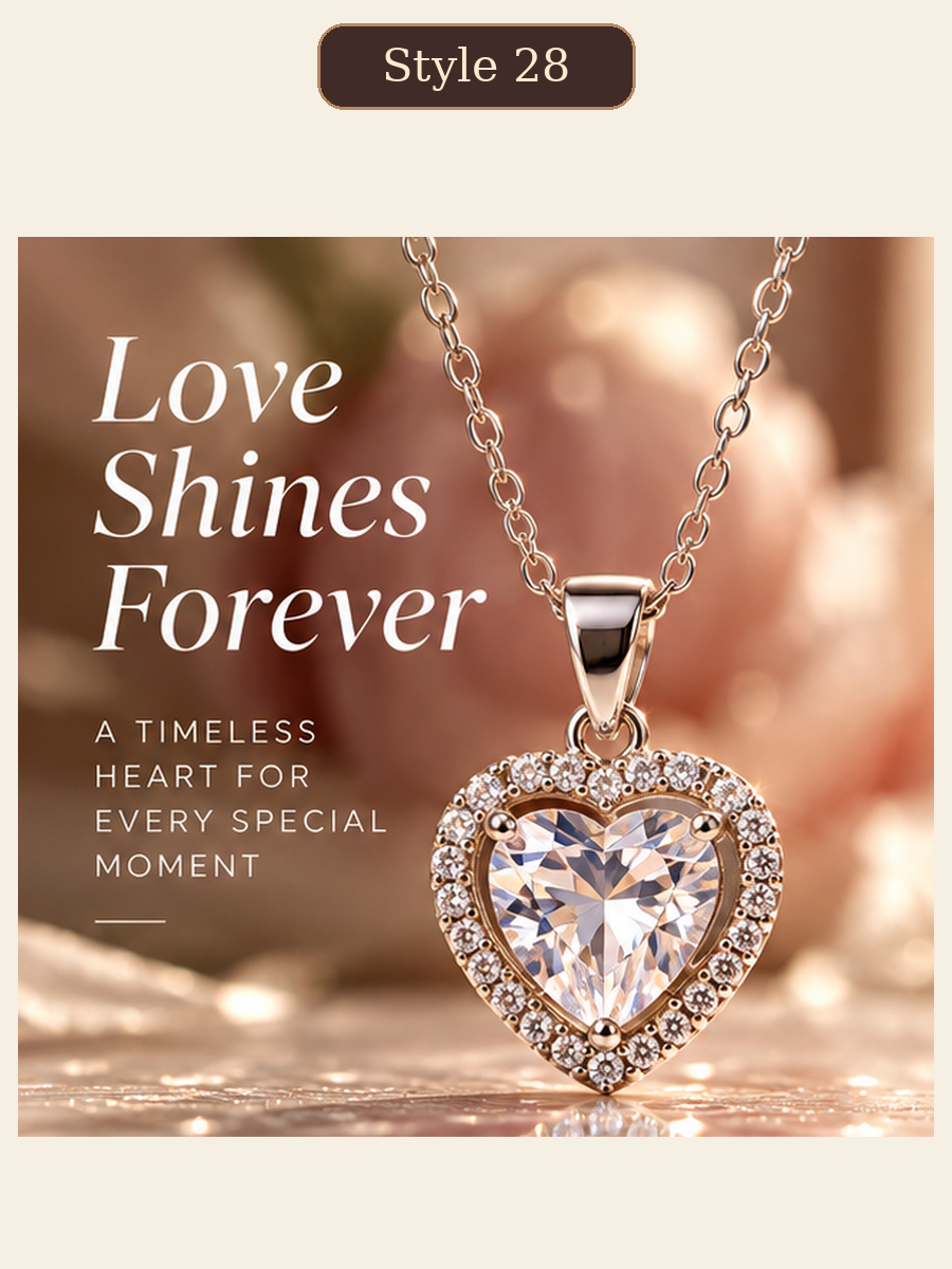 Style 28 – Elegant Silver Tone Heart Pendant Necklace